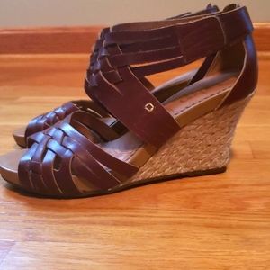 Braided Leather Clark's Woven Wedges - 8M